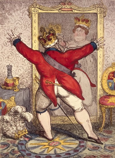 Reflexión: Ser o no ser, caricatura del Rey Jorge IV de Inglaterra, 1820 de Unbekannt Unbekannt